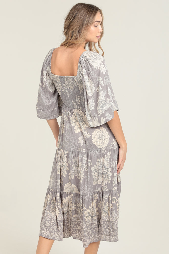 Twist Front Top with Wide Sleeve Maxi Dress