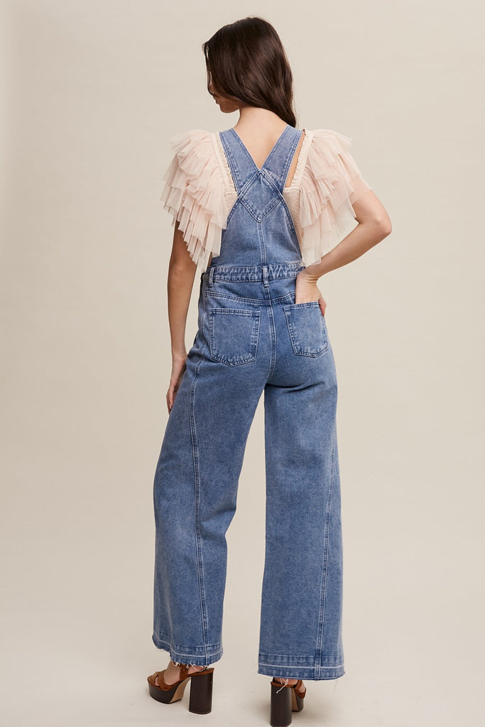 Throwback Wide Opening Denim Overalls