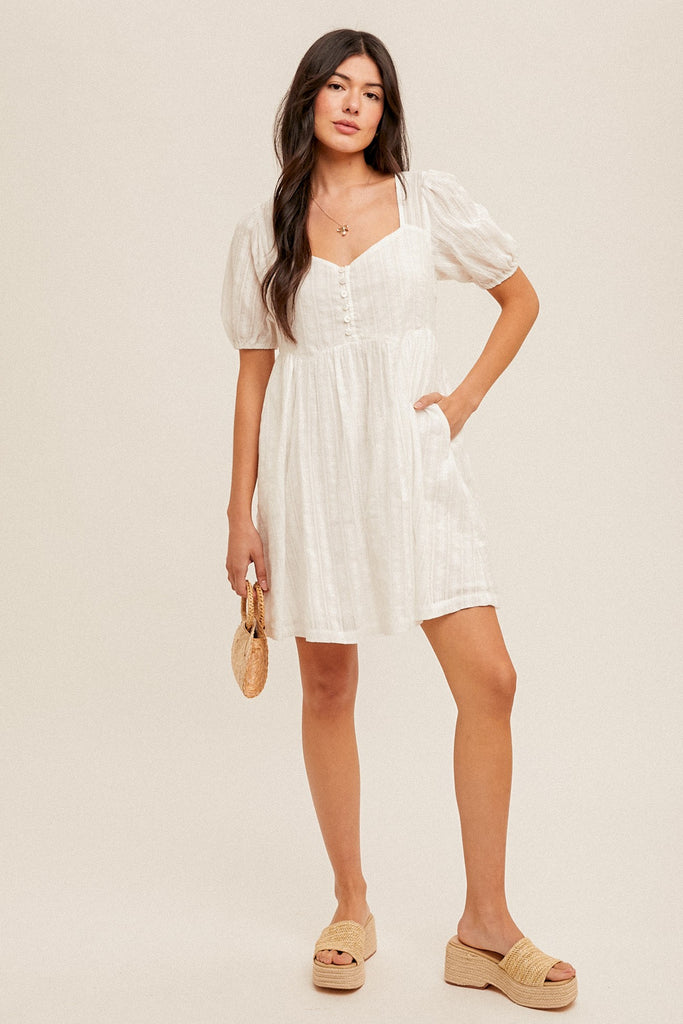 SWEETHEART NECK MINI SWING DRESS