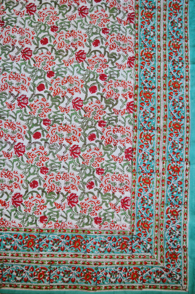 King Size Red and Green Floral Vine Tapestry