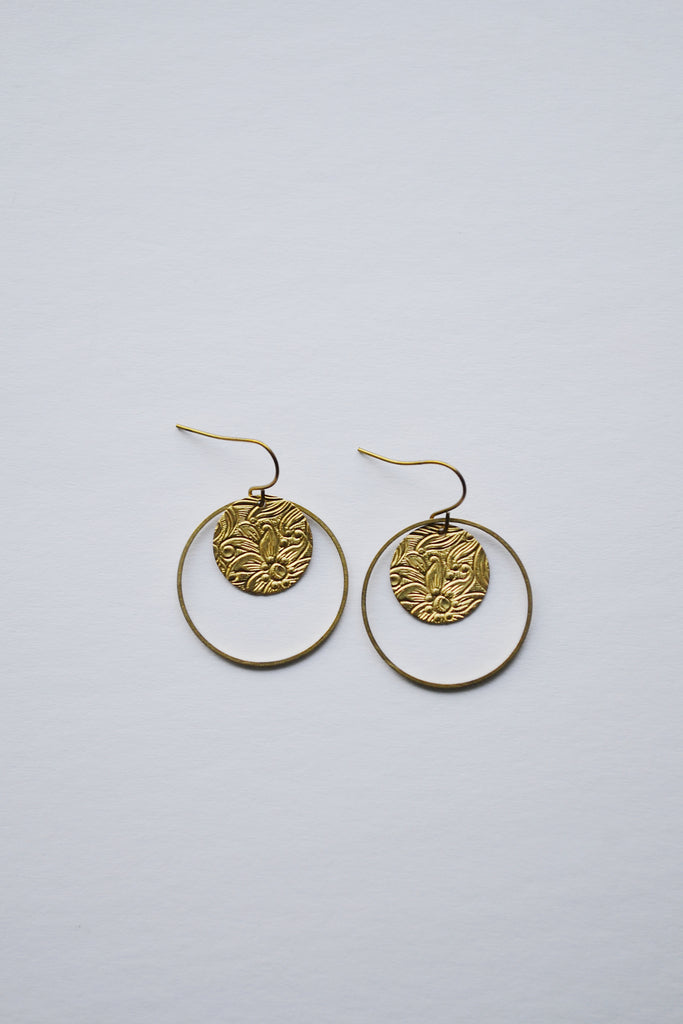 Floral Coin Dangle Earrings