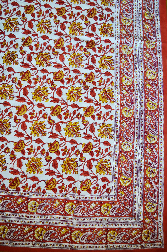 King Size Red and Yellow Floral Tapestry