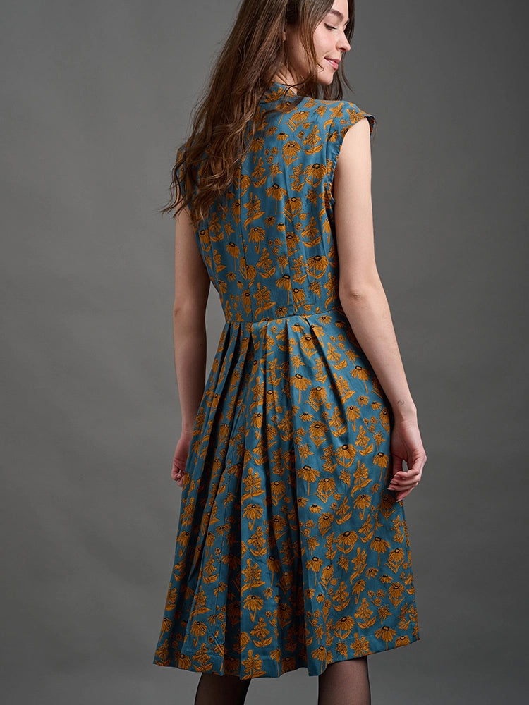 Lucille Dress Teal Floral