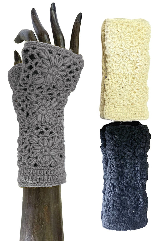 Handwarmers Crochet Floral Solid Color
