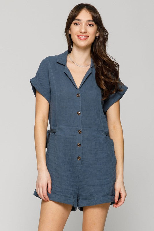 Loose Fit Roll Up Jumpsuit