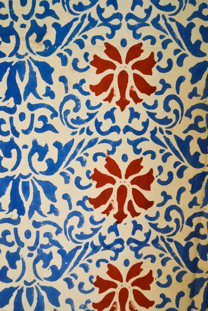 Tan, Red, and Blue Printed Tapestry