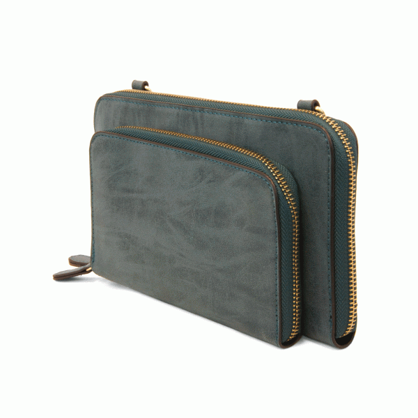 Brushed Teal Zip Crossbody